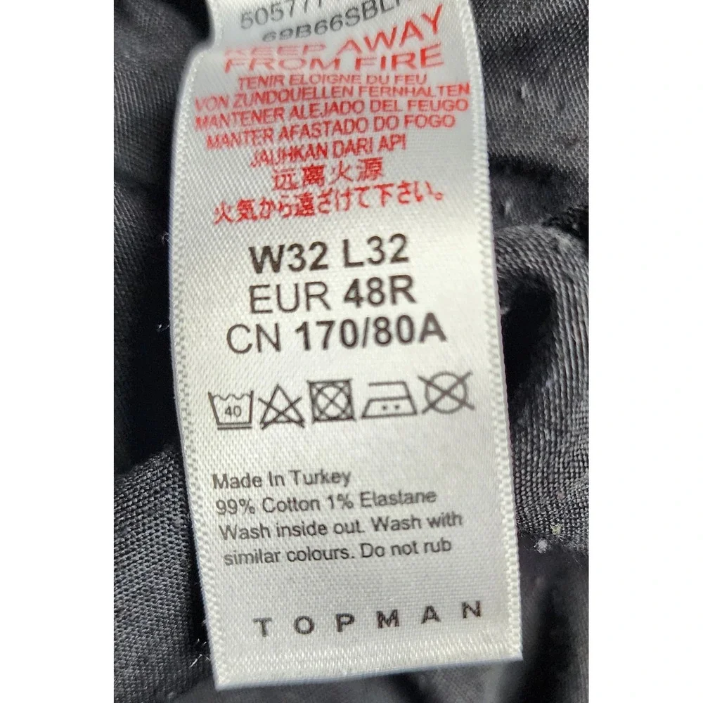 Topman Mens Stretch Skinny Distressed Jeans Washed Black W32 L32 Button Fly